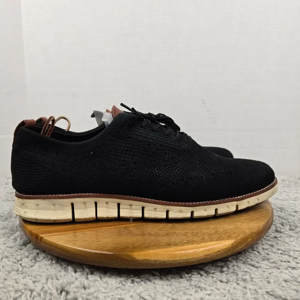 Cole Haan Mens 14 ZeroGrand Black Stitchlite Wingtip Business Casual Oxford Shoe